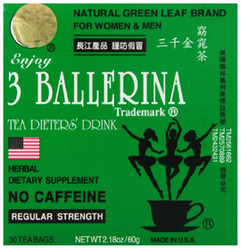 Diet Tea for Men and Women 30 Tea Bags, Three Ballerina
